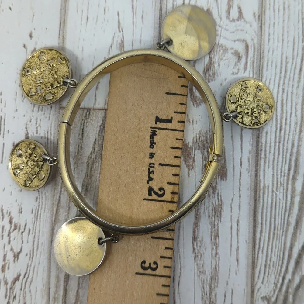 Whiting and Davis Vintage Coin Hinged Bracelet - Picture 11 of 12